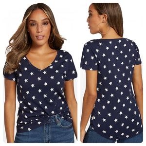 NY&C Star Print V-Neck Tee